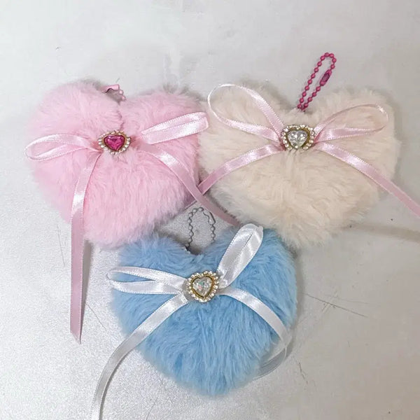 [BUNJANG] Heart Fur Charm Keychain 3-Piece Bundle Set / 하트 퍼 챰 키링 3종 세트 일괄 판매 다꾸 오타카츠 지하돌 산리오 탑꾸 히메갸루