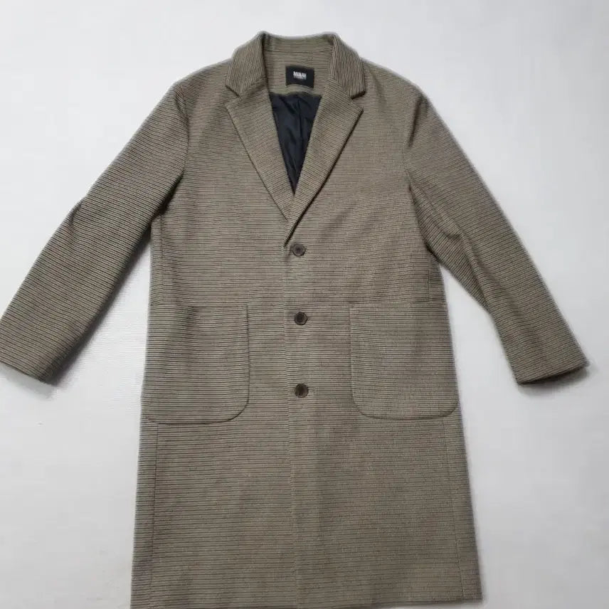 [BUNJANG] MINAV Check Pattern Wool Coat Brown M (95) / MINAV 코트 브라운 체크 M 95