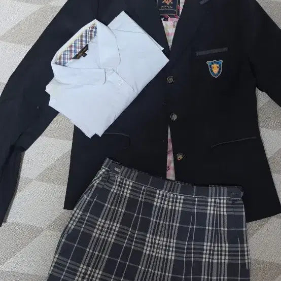[BUNJANG] School Uniform Set - Black Jacket, Blouse, Skirt / 교복 세트 검정색 자켓/블라우스/치마