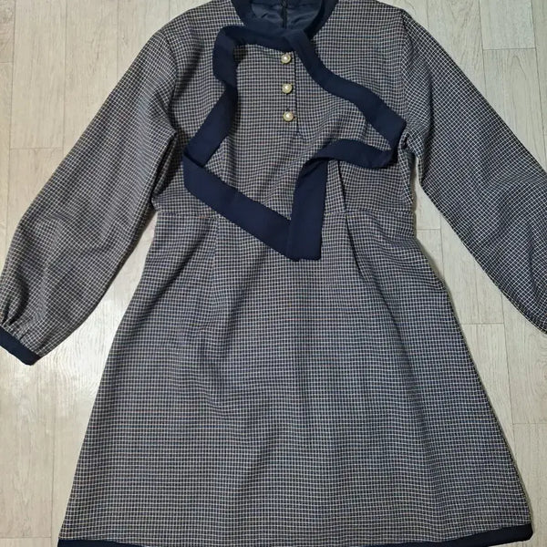 [BUNJANG] Checked Wool Long Sleeve Dress / 원피스