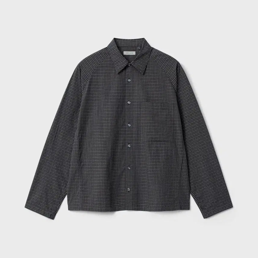 [BUNJANG] Bellier Raglan Crop Shirt Charcoal Check / [04] 벨리에 레글런 크롭 셔츠 차콜 체크
