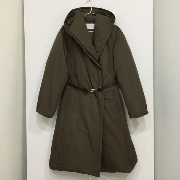 [BUNJANG] 24 Objet Belted Hooded Goose Long Padding 55 / 24 오브제 벨티드 후드 구스 롱패딩 55