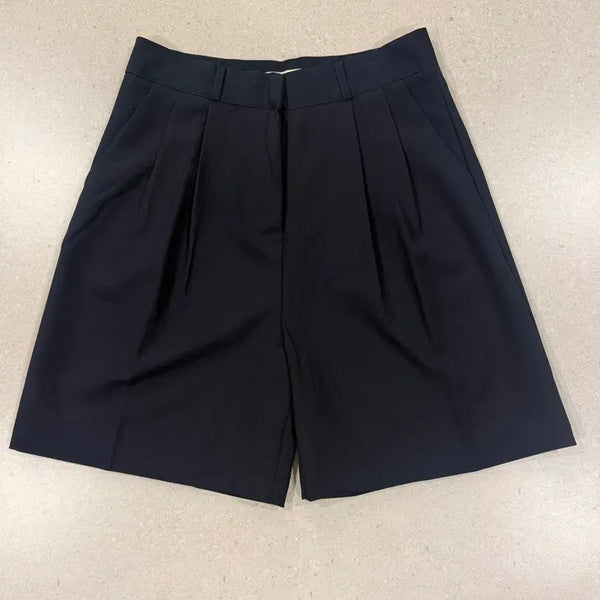 [BUNJANG] Navy Pintuck Slacks Shorts / 새상품/진네이비 핀턱 슬랙스 반바지