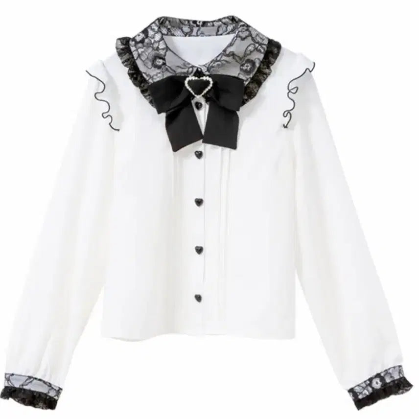 [BUNJANG] Dimaroup Heart Buckle Long Sleeve Blouse / 임시글) 디마럽 하트 버클 긴팔 블라우스 지뢰계 양산형