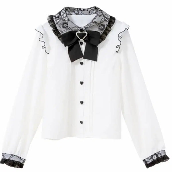 [BUNJANG] Dimaroup Heart Buckle Long Sleeve Blouse / 임시글) 디마럽 하트 버클 긴팔 블라우스 지뢰계 양산형