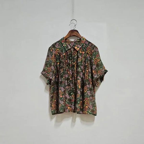 [BUNJANG] Pleated Collar Tencel Blouse / 주름 카라블랏