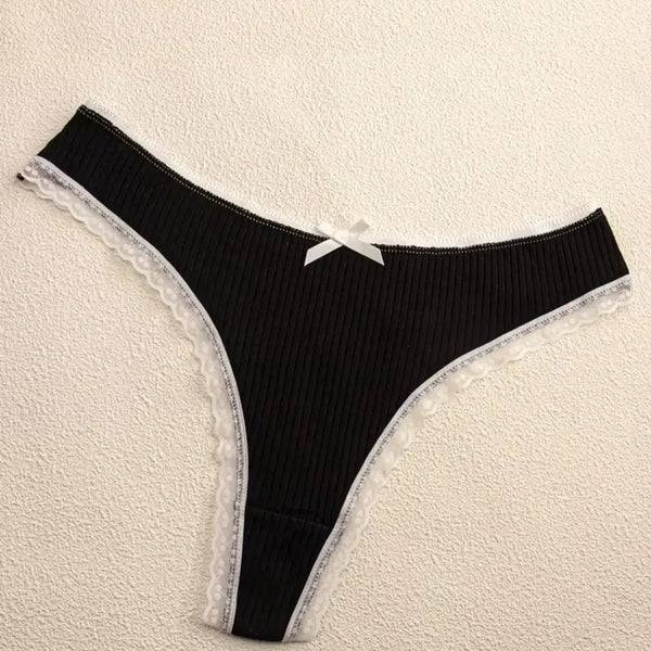 [BUNJANG] Seamless Ribbed Low-Rise Briefs - Black / 심리스 골지 팬티 (중고)