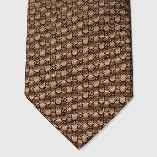 [BUNJANG] Gucci GG Logo Pattern Silk Tie Brown / 새제품@구찌 GG 로고 패턴 넥타이 브라운@정가35만원@선물추천