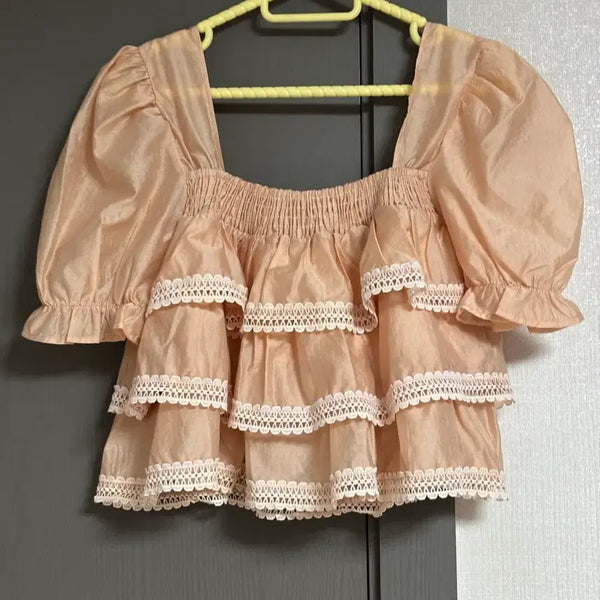[BUNJANG] Coral Lace Frill Blouse / (새상품)코랄 레이스 프릴 블라우스