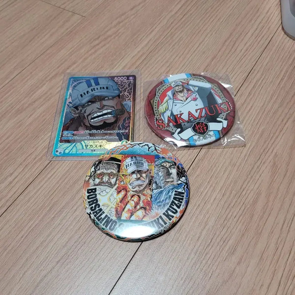 [BUNJANG] One Piece Akainu Sakazuki Marine Admirals Can Badge Card Bundle Set / 원피스 해군 삼대장 사카즈키 아카이누 캔뱃지 카드 일괄