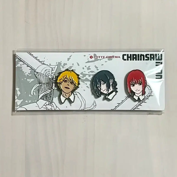 [BUNJANG] Chainsaw Man Lotta Cinema Collaboration Pin Badge 3-Piece Set (Sealed) / [미개봉] 체인소맨 롯데시네마 콜라보 핀뱃지 3종 세트