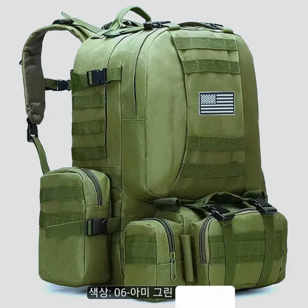 [BUNJANG] Large Capacity Tactical Backpack with Detachable Pouches (55-60L) / 새상품_대용량 백팩(파우치 분리형)_여행 가방_전술_밀리터리
