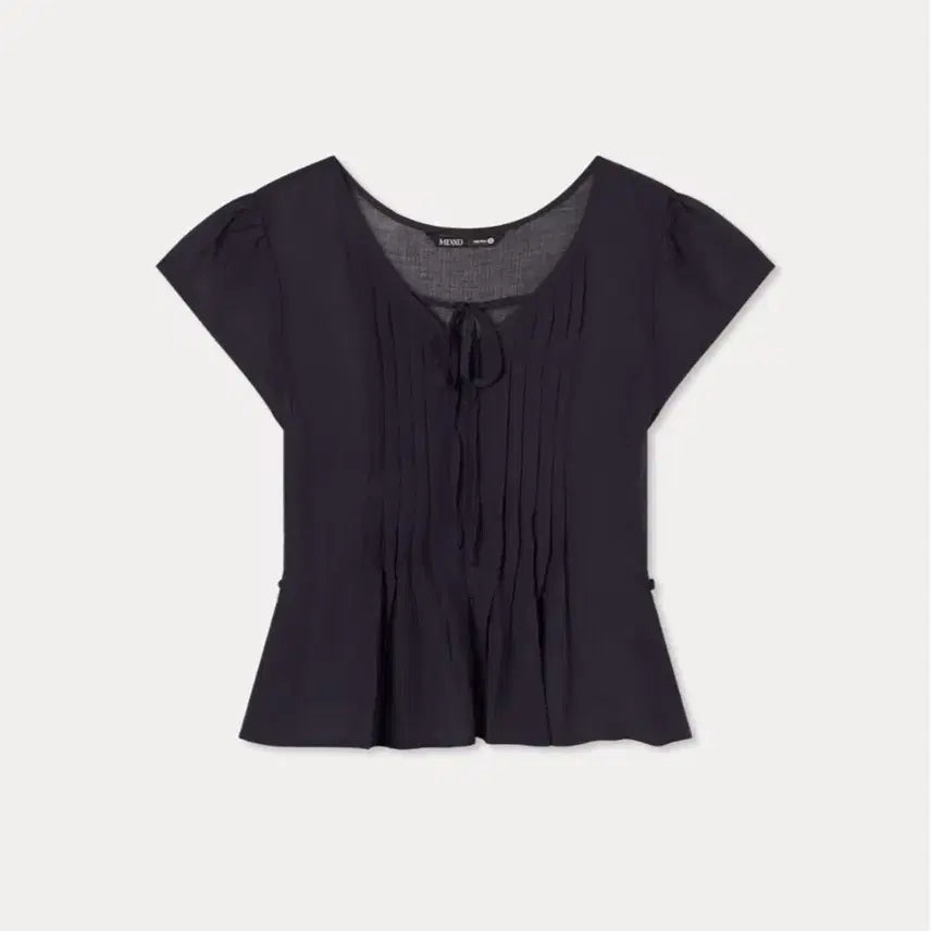 [BUNJANG] Mixxo V-Neck Pintuck Blouse Navy / 미쏘 mixxo 브이넥 핀턱 블라우스 네이비