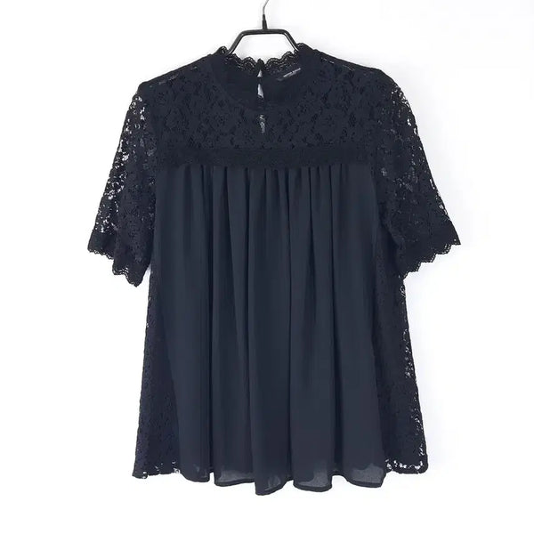 [BUNJANG] Brunus Baza Lace Blouse / 브룬스바자 레이스배색 블라우스 90