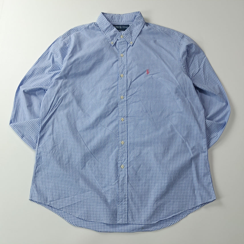 [BUNJANG] Polo Ralph Lauren 00s Micro Gingham Check Button-Down Shirt Sky Blue XL / CC016 L 폴로 00s 스카이블루 마이크로깅엄 체크 셔츠 남방
