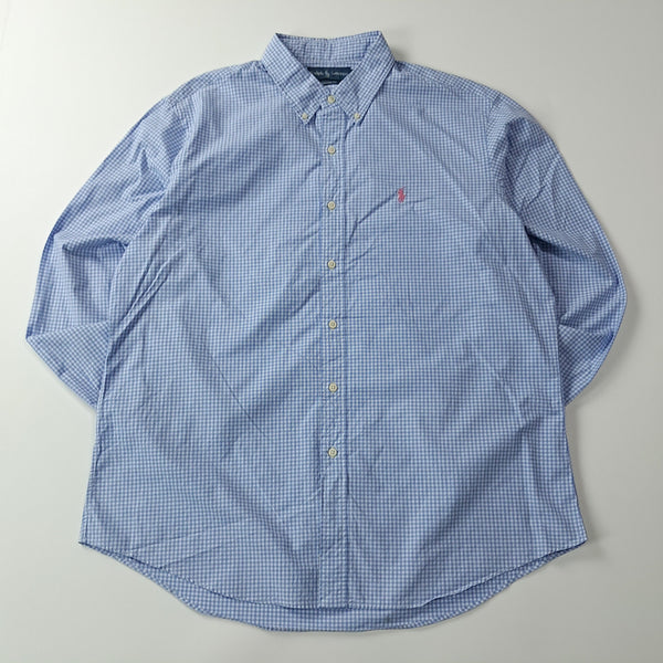 [BUNJANG] Polo Ralph Lauren 00s Micro Gingham Check Button-Down Shirt Sky Blue XL / CC016 L 폴로 00s 스카이블루 마이크로깅엄 체크 셔츠 남방