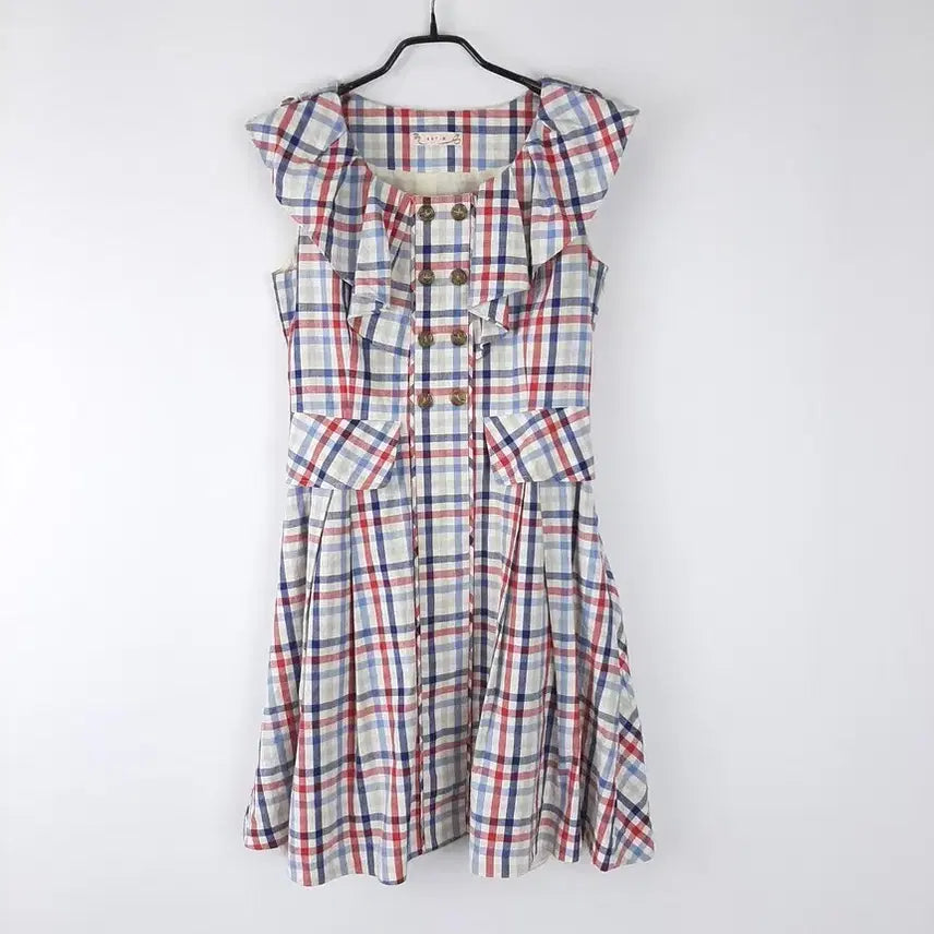 [BUNJANG] Satin Check Mini Dress XS / 샤틴 체크 미니원피스 XS