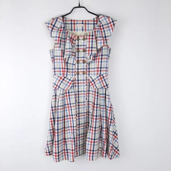 [BUNJANG] Satin Check Mini Dress XS / 샤틴 체크 미니원피스 XS