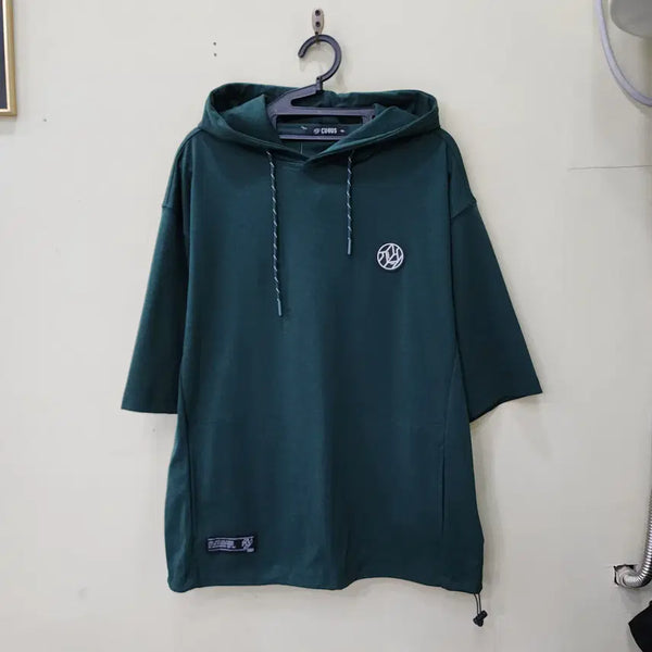 [BUNJANG] CUBUS Dark Green String Short Sleeve Hoodie / [95/M] 큐버스 다크그린 스트링 반팔 후드티
