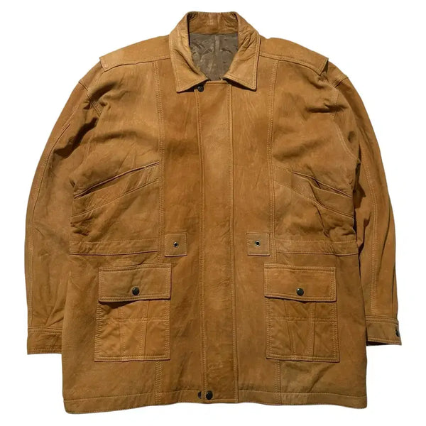 [BUNJANG] Roger David Single Leather Car Coat Jacket / [L-XL] Roger David 싱글 레더 카코트 자켓