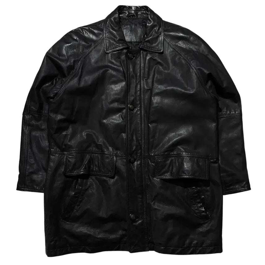 [BUNJANG] Marshal Single Leather Car Coat Jacket Black / [L-XL] Marshal 싱글 레더 카코트 자켓 블랙
