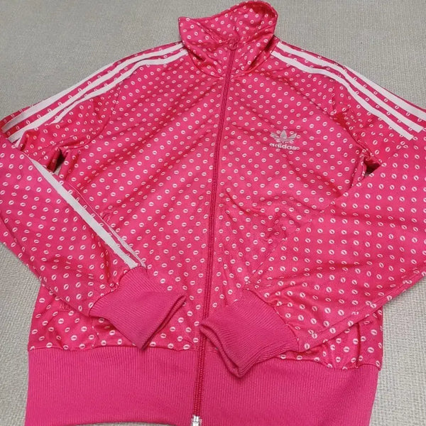 [BUNJANG] Adidas Pink Lip Pattern Track Jacket / 아디다스 져지 핑크 립패턴