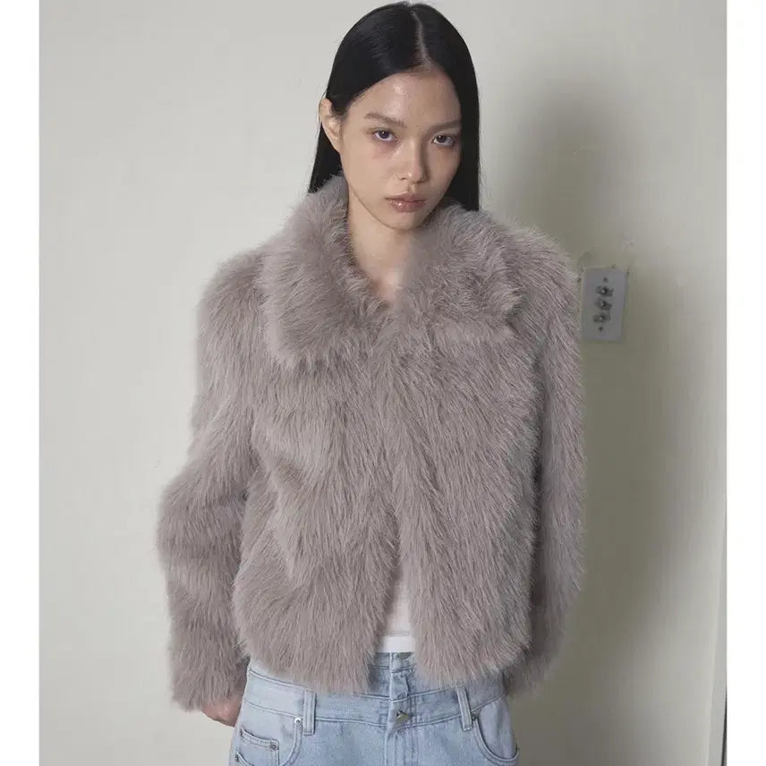 [BUNJANG] ODESS Faux Fur Jacket Grey / 오데스 포우 퍼자켓 그레이