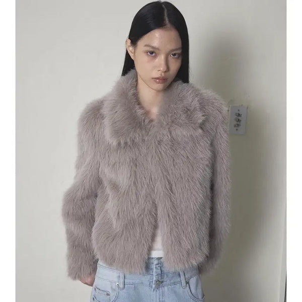 [BUNJANG] ODESS Faux Fur Jacket Grey / 오데스 포우 퍼자켓 그레이