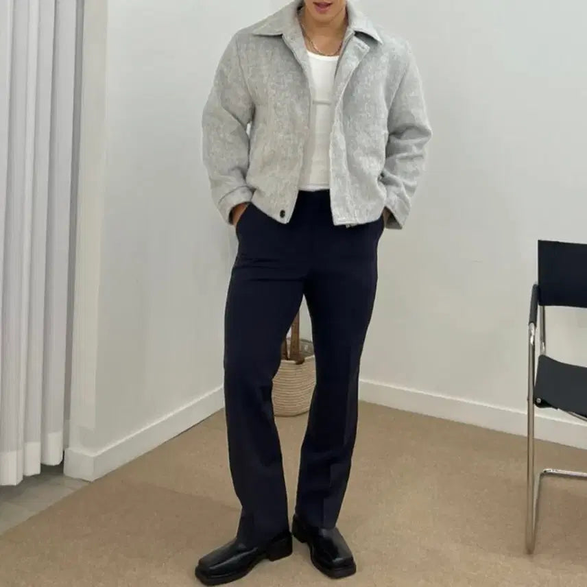 [BUNJANG] Mohair Wool Half Coat / Free / 그레이 ) 모헤어 울 하프코트
