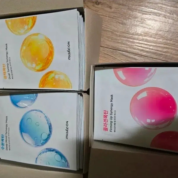 [BUNJANG] MakeON Synergy Mask Pack Set (Hydration, Radiance, Collagen) / 메이크온 수분폭탄/광채폭탄/콜라겐폭탄 시너지 마스크팩 각각10장씩 들어있습니다
