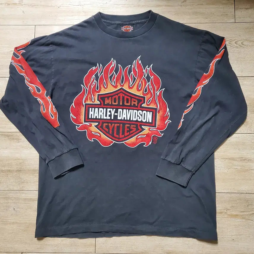 [BUNJANG] Harley-Davidson Flame Long Sleeve Shirt / 할리데이비슨 플레임 롱슬리브