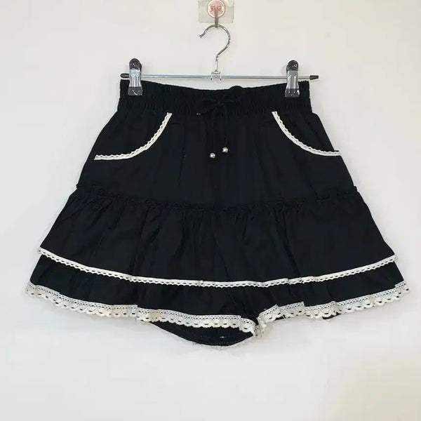 [BUNJANG] Black Frill Culottes Shorts / 블랙 프릴 숏팬츠 큐롯