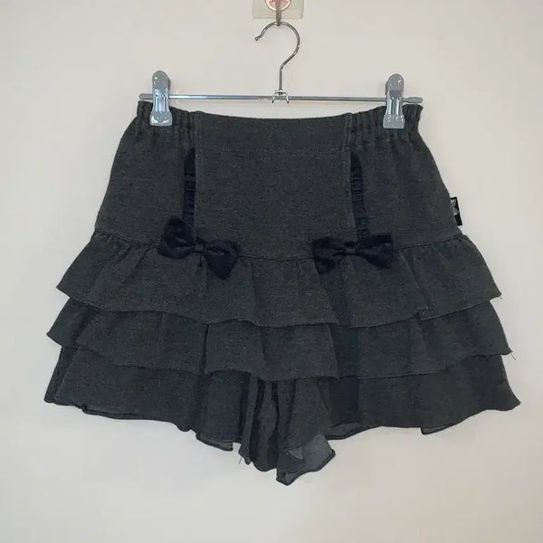 [BUNJANG] Gray Ribbon Culottes Pants / 그레이 리본 큐롯팬츠