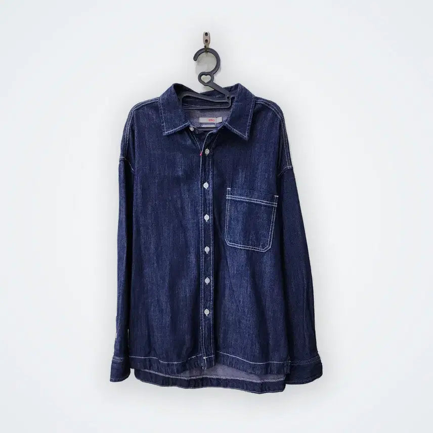[BUNJANG] SPAO Oversized Denim Shirt Navy / [M] 스파오 오버사이즈 데님 셔츠 네이비