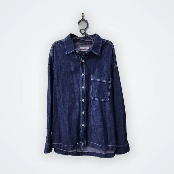 [BUNJANG] SPAO Oversized Denim Shirt Navy / [M] 스파오 오버사이즈 데님 셔츠 네이비