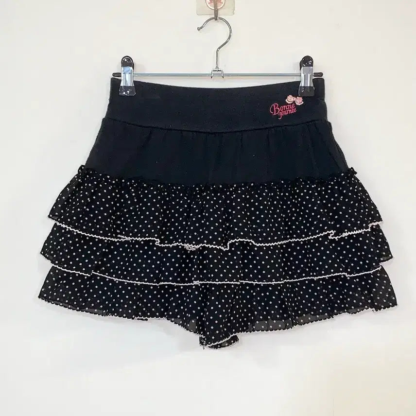 [BUNJANG] Pink Dot Frill Layered Culottes Skirt / 핑크도트 프릴 캉캉 큐롯 스커트
