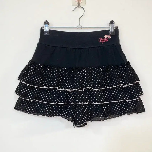 [BUNJANG] Pink Dot Frill Layered Culottes Skirt / 핑크도트 프릴 캉캉 큐롯 스커트