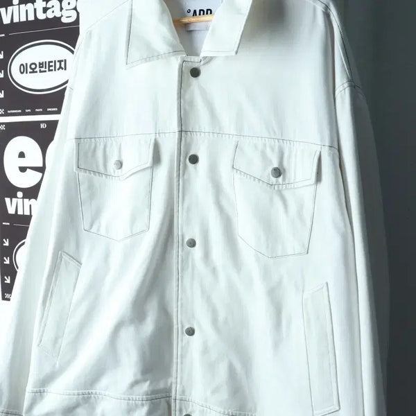 [BUNJANG] Brand Vintage Zip-Up Windbreaker Jumper Jacket White Stitch / (F) 브랜드빈티지 집업 바람막이 점퍼자켓 화이트 스티치-H38497