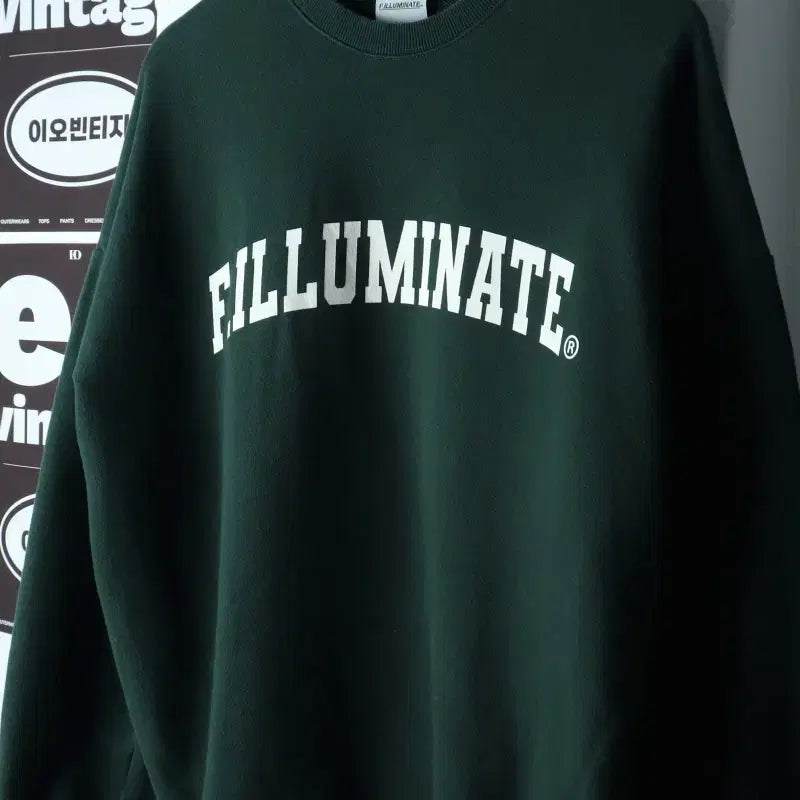 [BUNJANG] SPAO Lettering Sweatshirt Green / (S-M) 필루미네이트 맨투맨 티셔츠 그린 레터링 스트릿-H38508