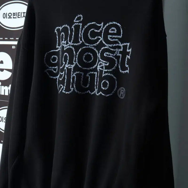 [BUNJANG] Nice Ghost Club Big Logo Sweatshirt Black / (M-L) 나이스고스트클럽 맨투맨 티셔츠 기모 블랙 빅로고-H38519