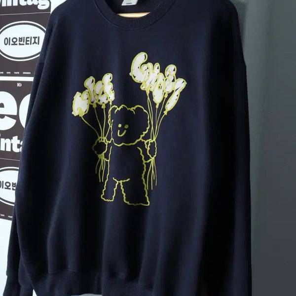 [BUNJANG] Nice Ghost Club Big Printing Sweatshirt Navy / W(M-L) 나이스고스트클럽 맨투맨 티셔츠 네이비 빅프린팅-H38521