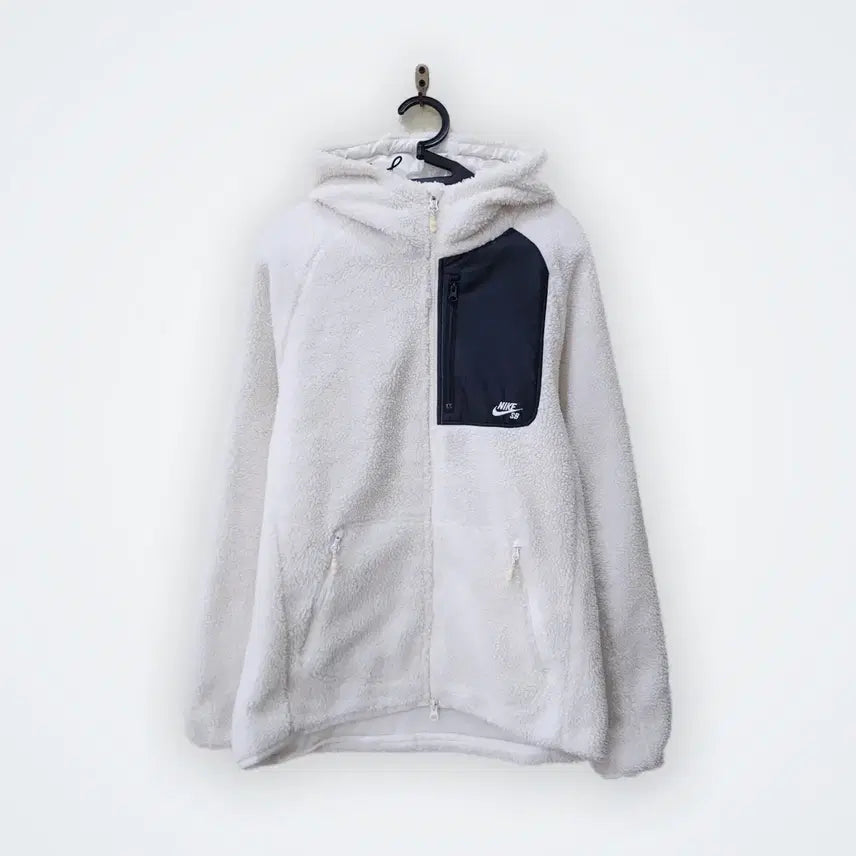 [BUNJANG] Nike Soft Fleece Hooded Jacket White / [S/95] 나이키 부드러운 플리스 후드 자켓 화이트