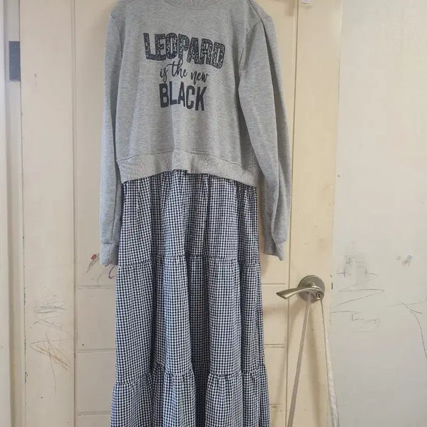 [BUNJANG] Checkered Frill Long Dress / 체크무늬 프릴 원피스 롱 원피스