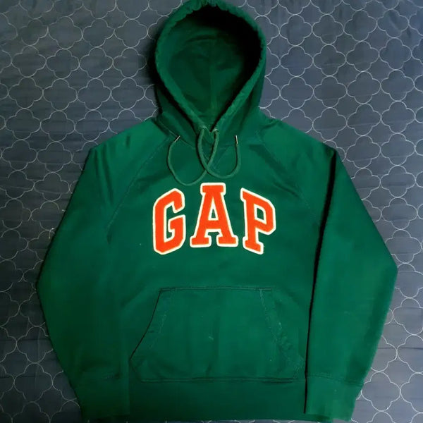 [BUNJANG] GAP Vintage Big Embroidered Logo Hoodie Green (S) / GAP 갭 빈티지 빅 자수로고 후드티 그린 (S)