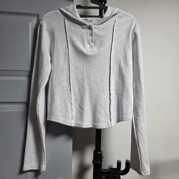 [BUNJANG] Melange Snap Button Hoodie / 멜란지 스냅단추 후드티