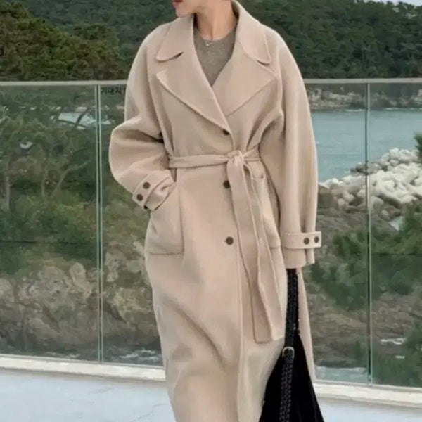 [BUNJANG] At Corner Handmade Beige Belted Coat / 앳코너 핸드메이드 베이지색 벨트 코트