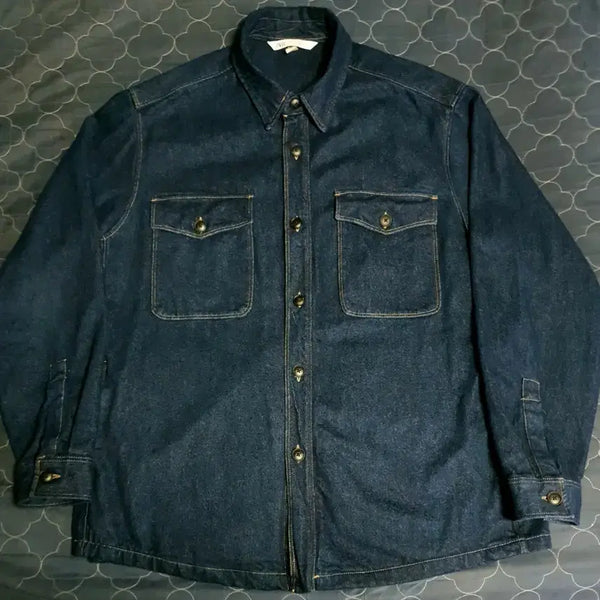 [BUNJANG] ZARA Graphic Embroidered Double Pocket Work Denim Shirt Jacket XL / 자라 그래픽 자수 더블포켓 혜비 워크 데님 셔츠형 자켓 (XL)