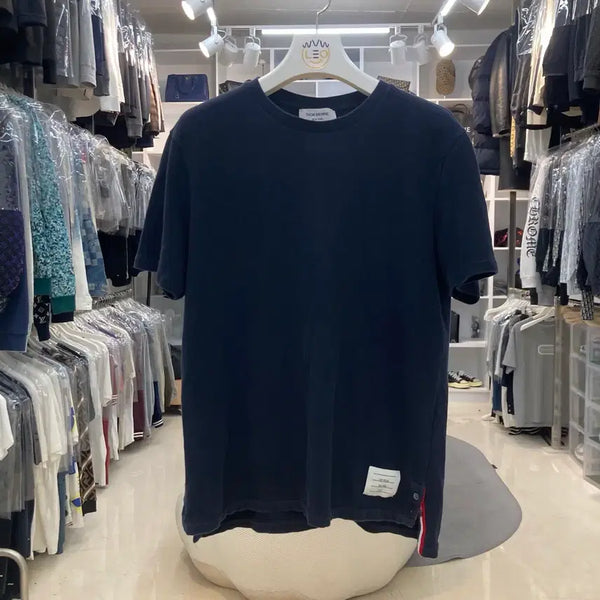 [BUNJANG] Thom Browne Navy Three-Stripe T-Shirt / 톰브라운 백삼선 반팔 네이비