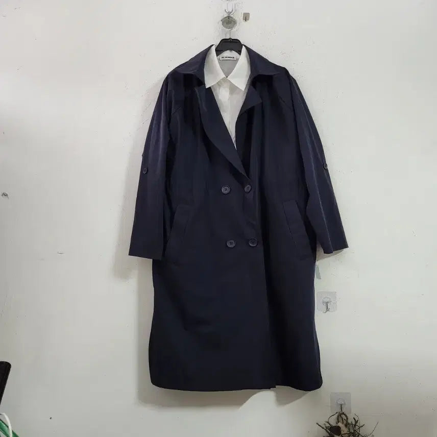 [BUNJANG] Navy Double-Breasted Coat / 네이비 더블 코트