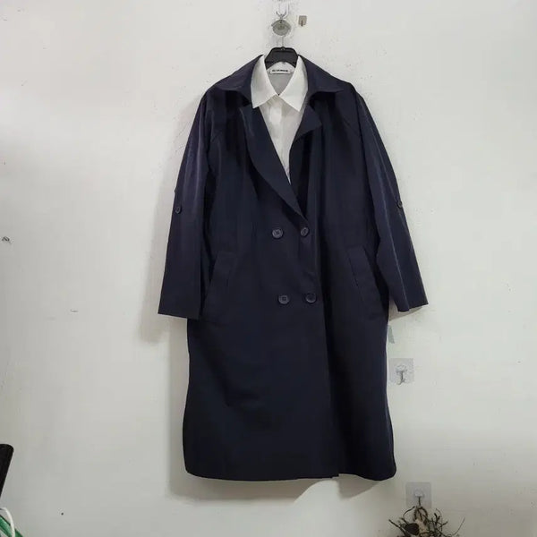 [BUNJANG] Navy Double-Breasted Coat / 네이비 더블 코트
